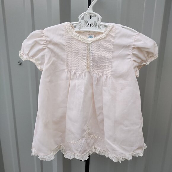 Vintage Feltman Brothers Pale Pink Embroidered Dress & Slip Size 9 months - Picture 1 of 8
